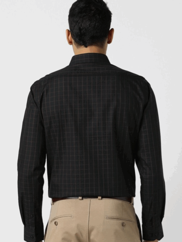 Men Regular Fit Spread Collar Grid Tattersall Checked Cotton Formal Shirt - Image 4